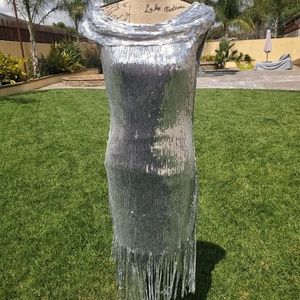 Silver sequin fringe dress